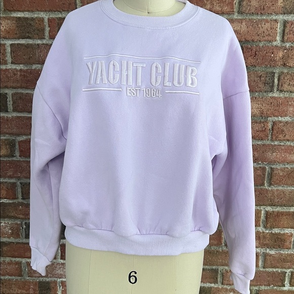 Princess Polly Lavender purple Yacht Club Embroidered Sweatshirt size 2 - Picture 2 of 7